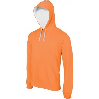 Sweat-shirt homme à capuche contrastée K446 - Orange / White
