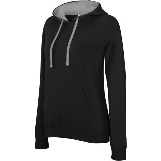 Sweatshirt femme capuche contrastée K465 - Black / Fine Grey