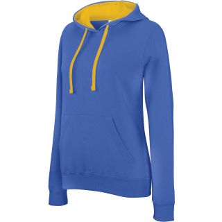 Sweatshirt femme capuche contrastée K465 - Light Royal Blue / Yellow