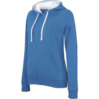 Sweatshirt femme capuche contrastée K465 - Tropical Blue / White