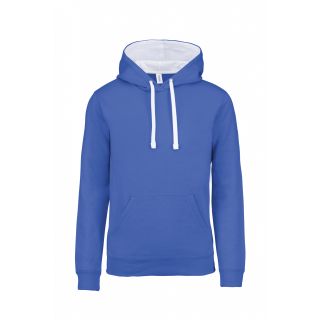 Sweatshirt femme capuche contrastée K465 - Light Royal Blue / White