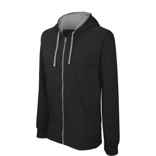 Sweat-shirt homme zippé capuche contrastée K466 - Black / Fine Grey