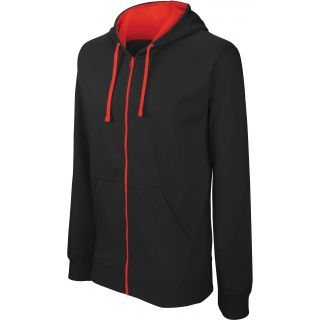 Sweat-shirt homme zippé capuche contrastée K466 - Black / Red