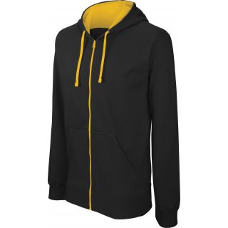 Sweat-shirt homme zippé capuche contrastée K466 - Black / Yellow