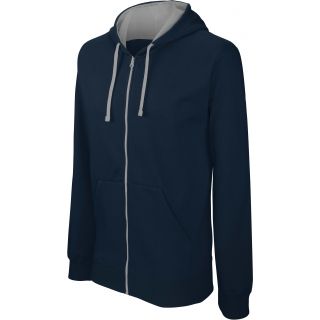 Sweat-shirt homme zippé capuche contrastée K466 - Navy / Fine Grey