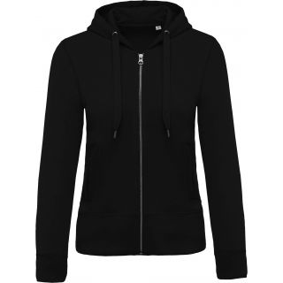 Sweat-shirt femme bio zippé capuche K485 - Black