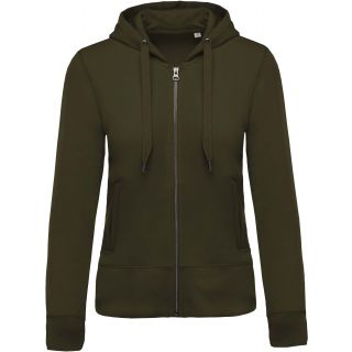 Sweat-shirt femme bio zippé capuche K485 - Mossy Green