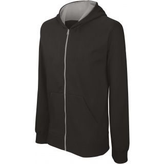 Sweatshirt enfant zippé capuche K486 - Black / Fine Grey