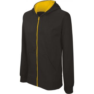 Sweatshirt enfant zippé capuche K486 - Black / Yellow