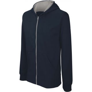 Sweatshirt enfant zippé capuche K486 - Navy / Fine Grey