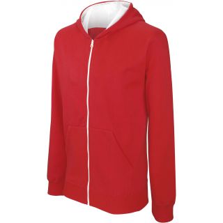 Sweatshirt enfant zippé capuche K486 - Red / White