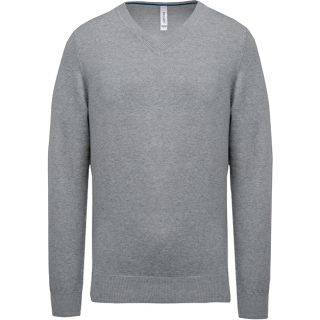Pullover premium col V K982 - Light grey heather