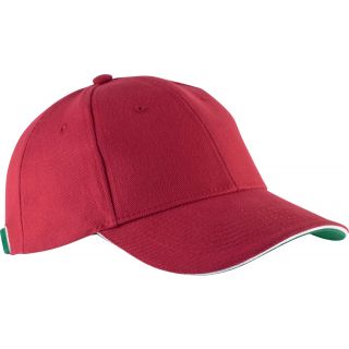 Casquette 6 panneaux Orlando KP011 - Red / White / Green