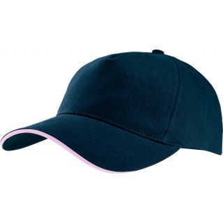 Casquette 5 panneaux sandwich contrasté KP124 - Navy / Pink
