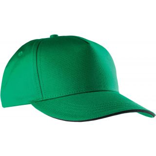Casquette sandwich contrasté 5 panneaux KP130 - Kelly Green / Black-One Size