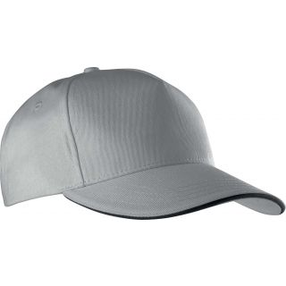 Casquette sandwich contrasté 5 panneaux KP130 - Light Grey / Dark Grey-One Size