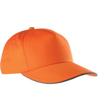 Casquette sandwich contrasté 5 panneaux KP130 - Orange / Dark Grey