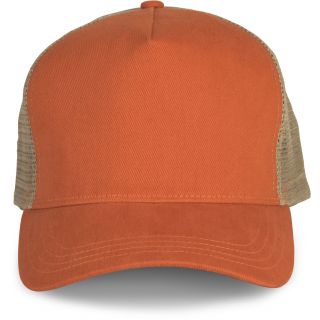 Casquette Trucker 5 panneaux KP137 - Rustic Orange / Beige