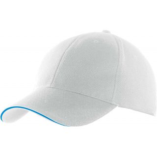 Casquette sport 4 panneaux KP132 - White / Aqua Blue