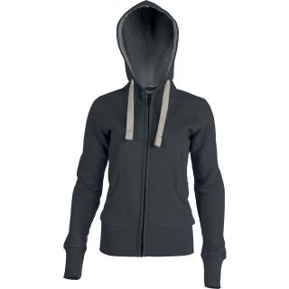 Sweat-shirt femme à capuche zippé Vintage KV2301 - Vintage Charcoal