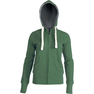Sweat-shirt femme à capuche zippé Vintage KV2301 - Vintage Green