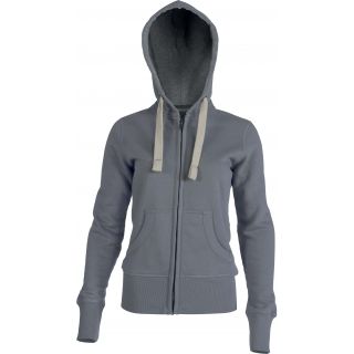 Sweat-shirt femme à capuche zippé Vintage KV2301 - Vintage Grey