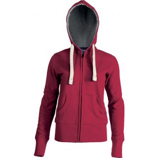 Sweat-shirt femme à capuche zippé Vintage KV2301 - Vintage Red