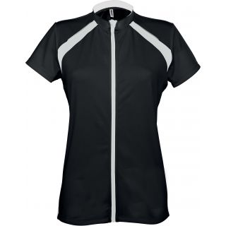 Maillot cycliste femme zippé manches courtes PA448 - Black / White -