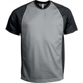 T-shirt sport bicolore manches courtes unisexe PA467 - Fine Grey / Black