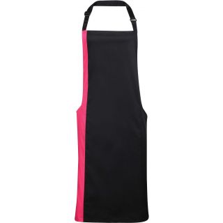 Tablier à bavette bicolore PR162 - Black / Hot Pink