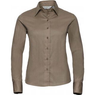 Chemise manches longues femme twill RU916F - Khaki Beige