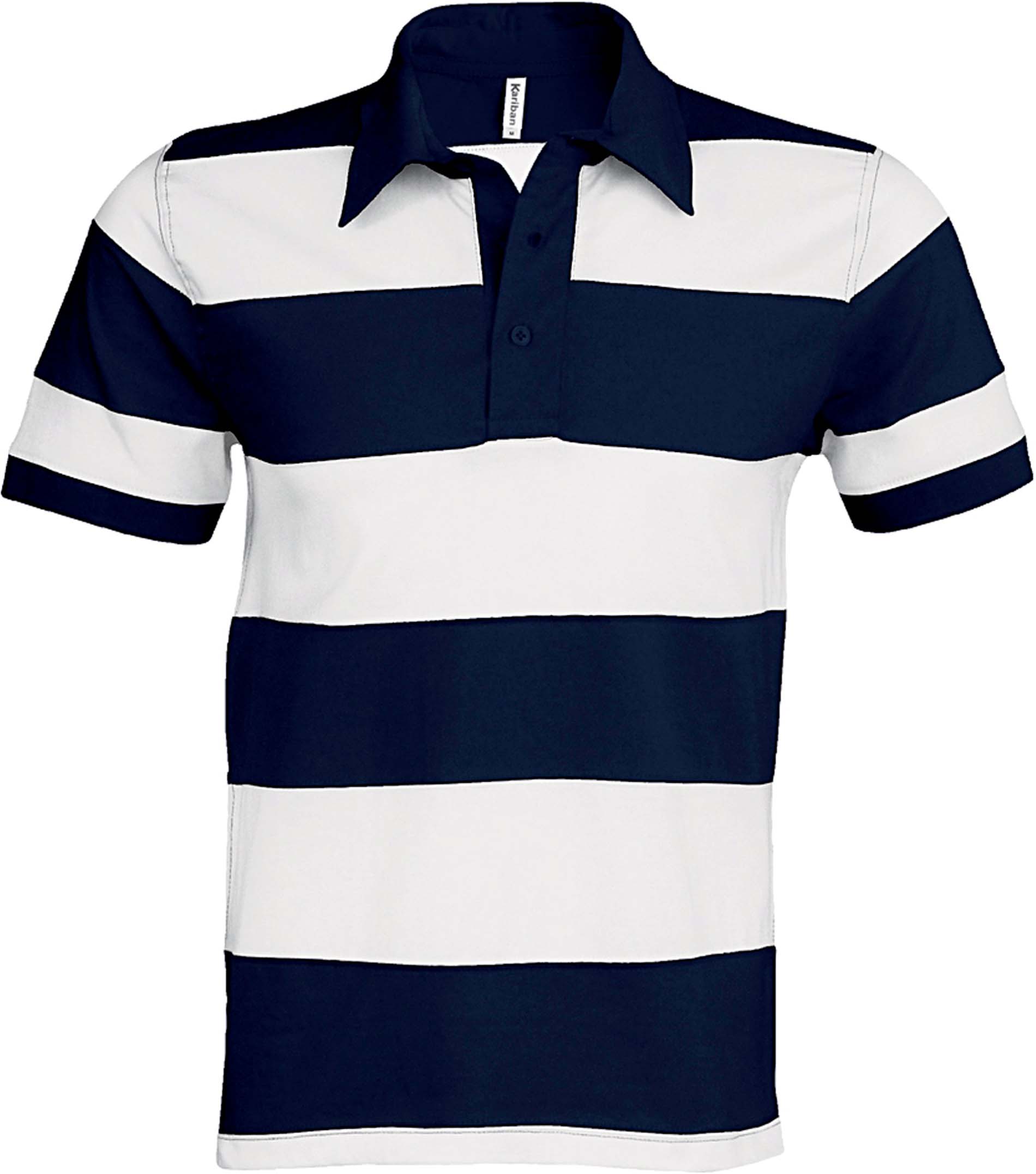 Polo rugby rayé manches courtes K237 - Navy / White
