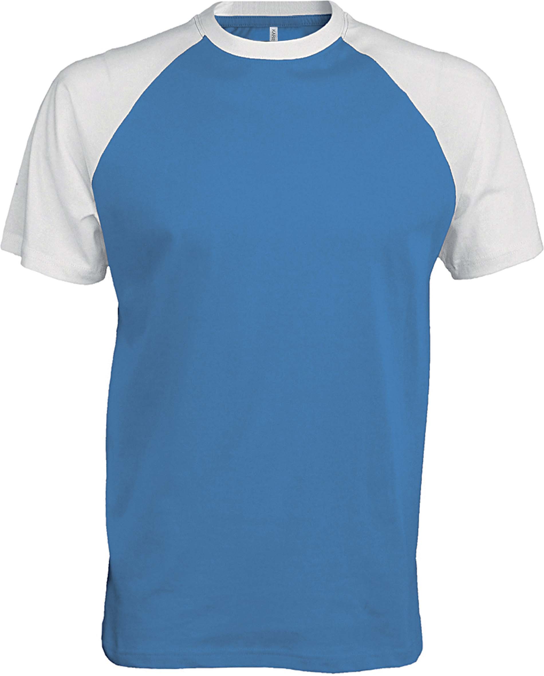 T-shirt bicolore manches courtes baseball K330 - Aqua Blue / White