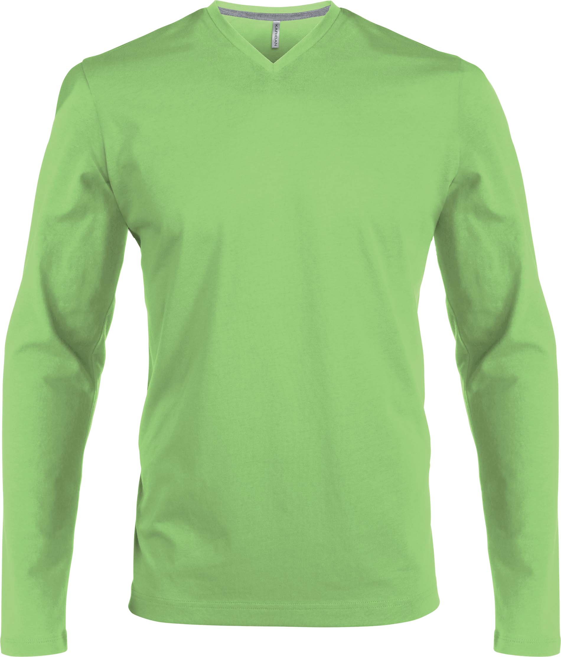 T-shirt homme manches longues col V K358 - Lime