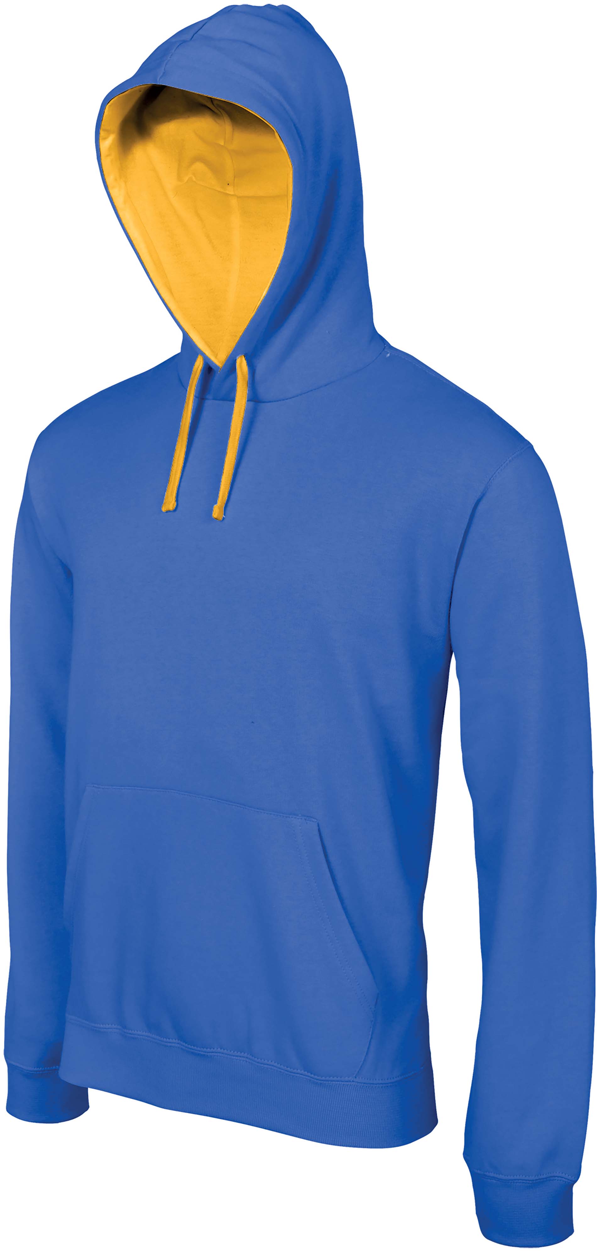 Sweat-shirt homme à capuche contrastée K446 - Light Royal Blue / Yellow