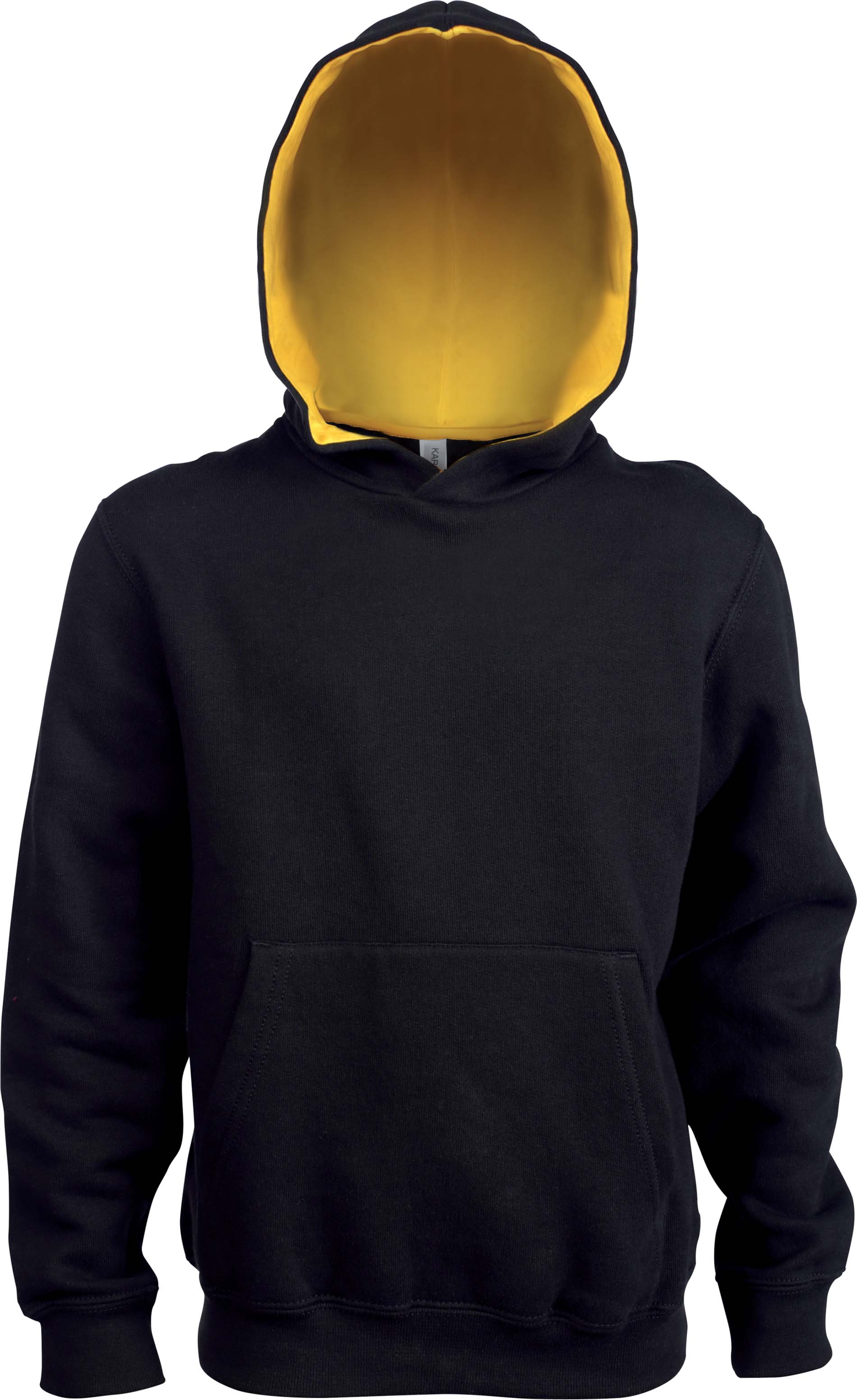 Sweat-shirt enfant à capuche contrastée K453 - Black / Yellow