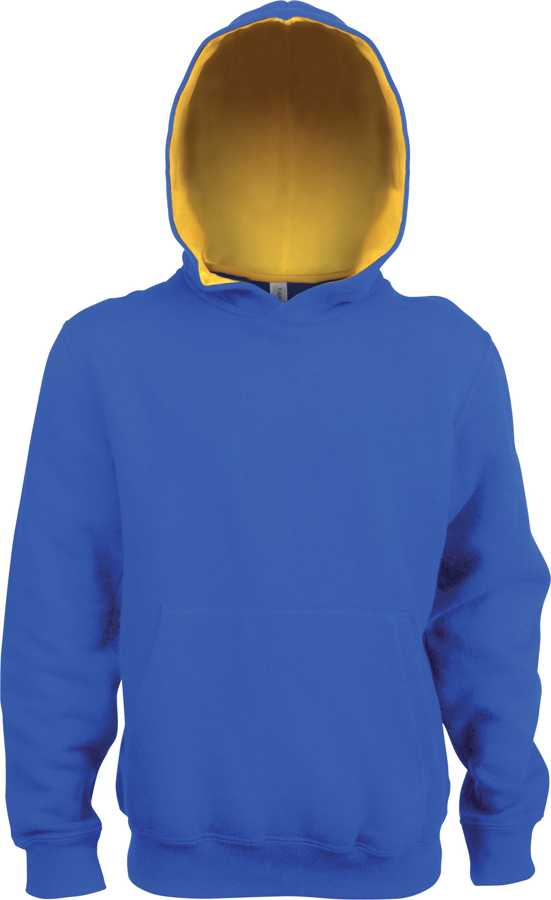 Sweat-shirt enfant à capuche contrastée K453 - Light Royal Blue / Yellow