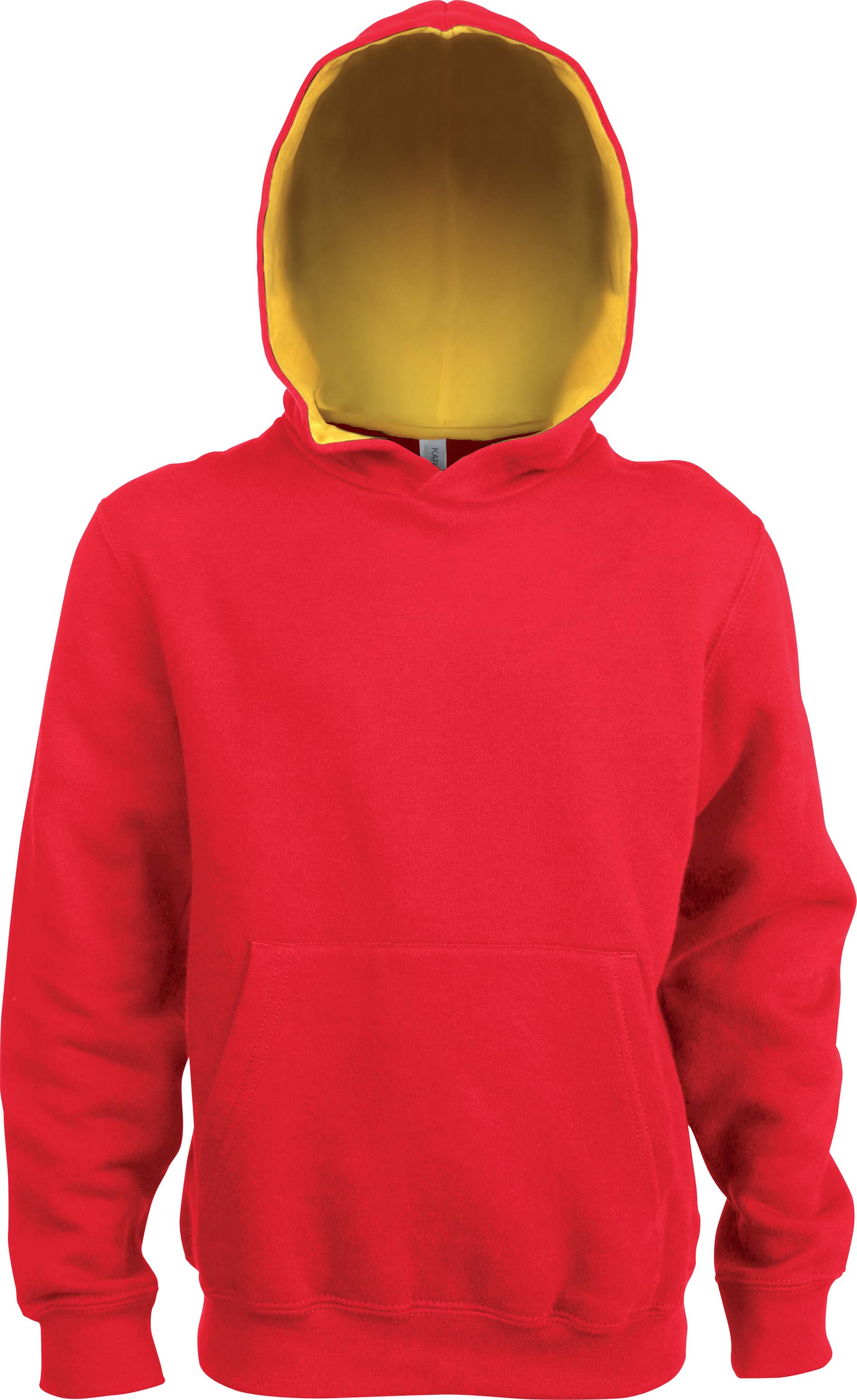 Sweat-shirt enfant à capuche contrastée K453 - Red / Yellow