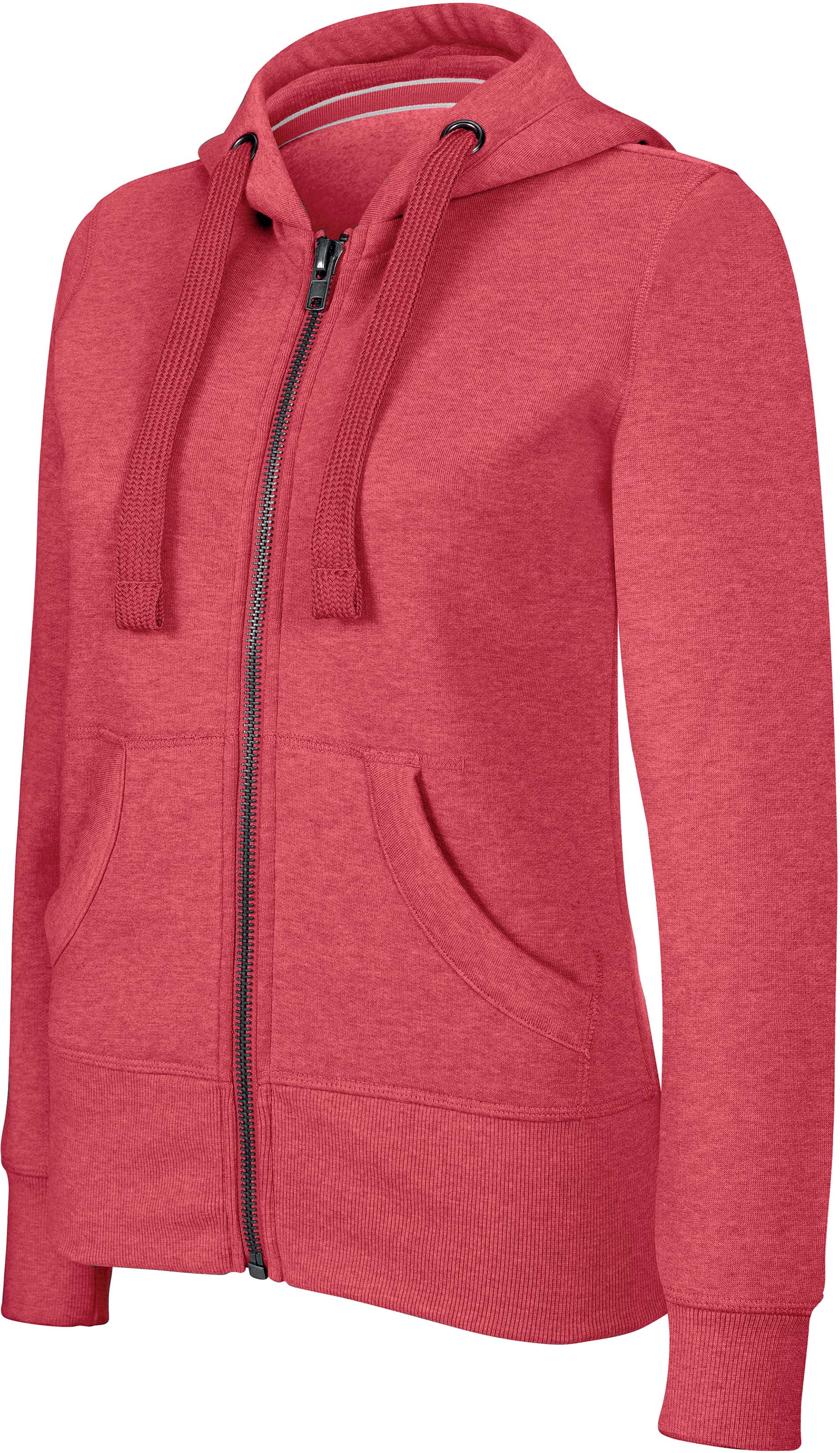 Sweat-shirt femme zippé capuche mélange K461 - Dark Red Heather