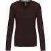 T-SHIRT COL V MANCHES LONGUES FEMME Chocolate - S