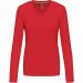 T-SHIRT COL V MANCHES LONGUES FEMME Red - S
