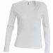 T-shirt femme col V manches longues K329 - White