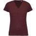T-shirt femme coton bio col V K396 - Wine Heather