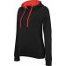 Sweatshirt femme capuche contrastée K465 - Black / Red