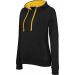 Sweatshirt femme capuche contrastée K465 - Black / Yellow 