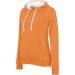Sweatshirt femme capuche contrastée K465 - Orange / White