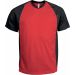 T-shirt sport bicolore manches courtes unisexe PA467 - Red / Black