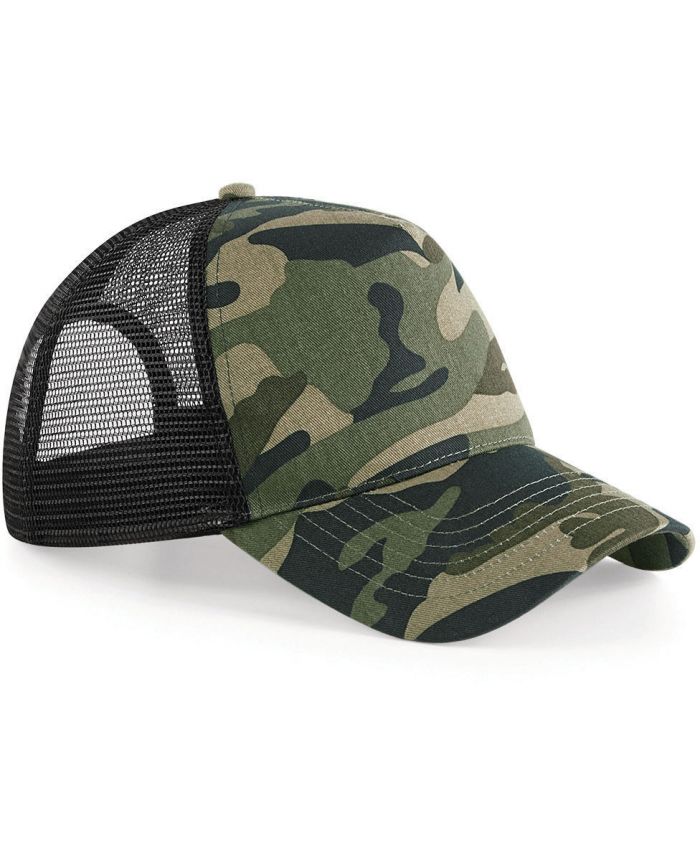 Casquette trucker snapback camouflage à 5 panneaux avec écusson flétan brodé - France
