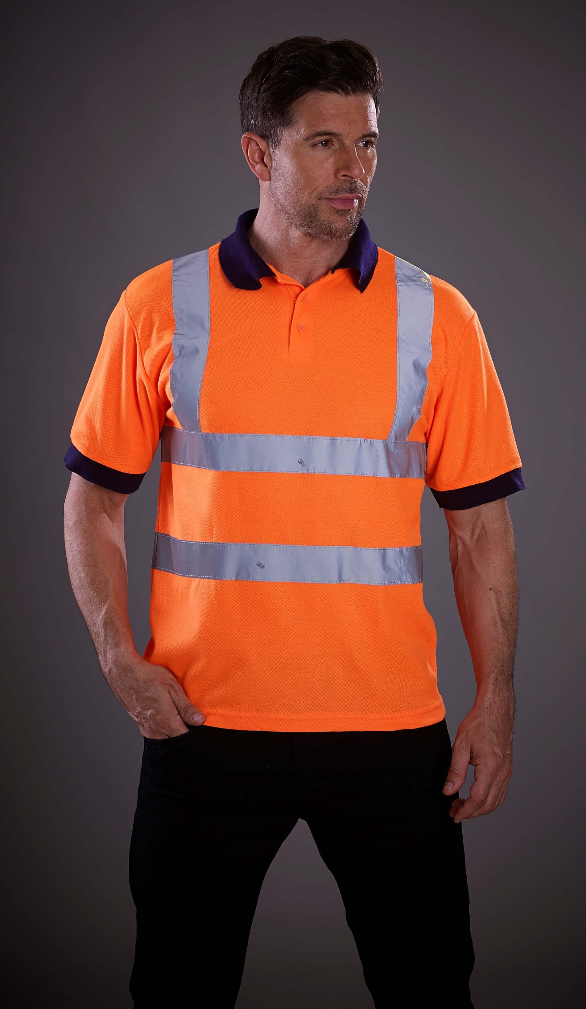 Polo haute visibilité coloris orange à personnaliser en ligne chez Textile direct