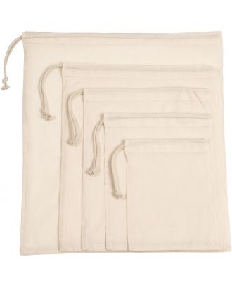 Sac à cordon coulissant en coton biologique Natural KI0729 - 35 x 30 cm L